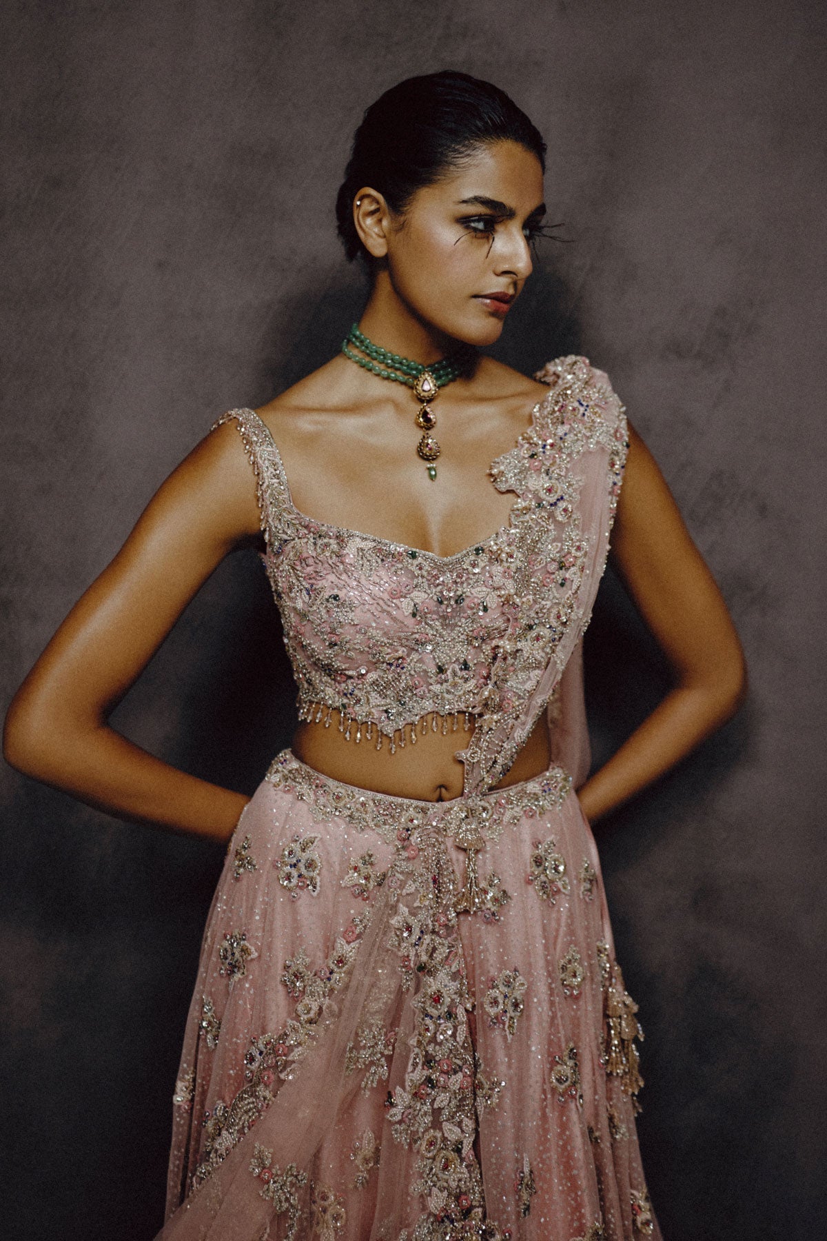 Petalia Dusty Rose Embellished Lehenga