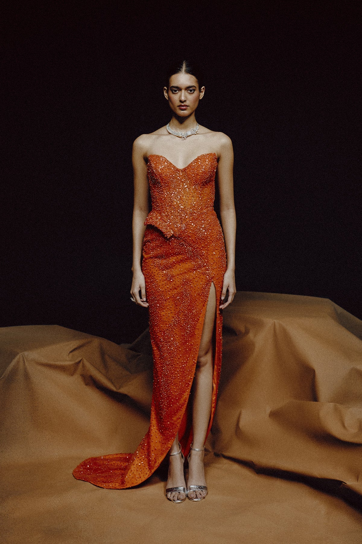 Molten Radiance Slit Gown