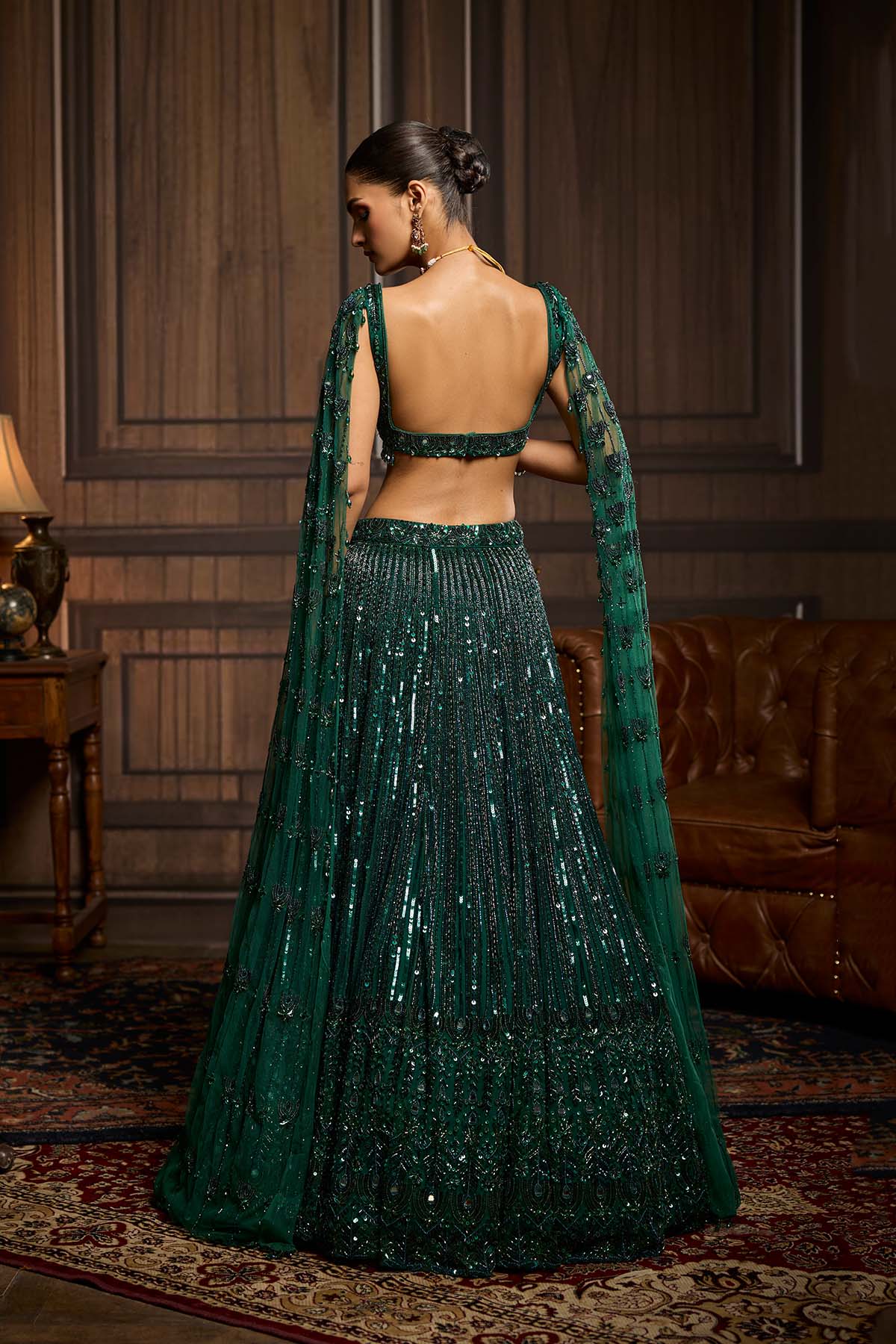 Emerald Green Embellished Lehenga Set