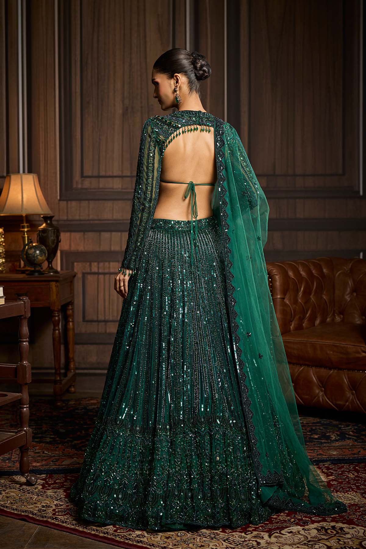 Emerald Green Embellished Lehenga Set