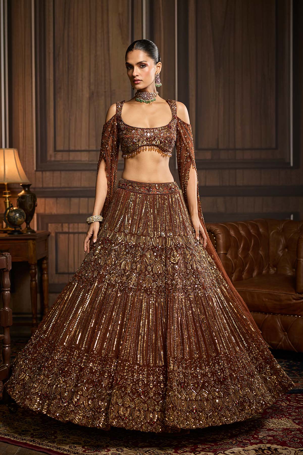 Metallic Gold Embellished Lehenga Set