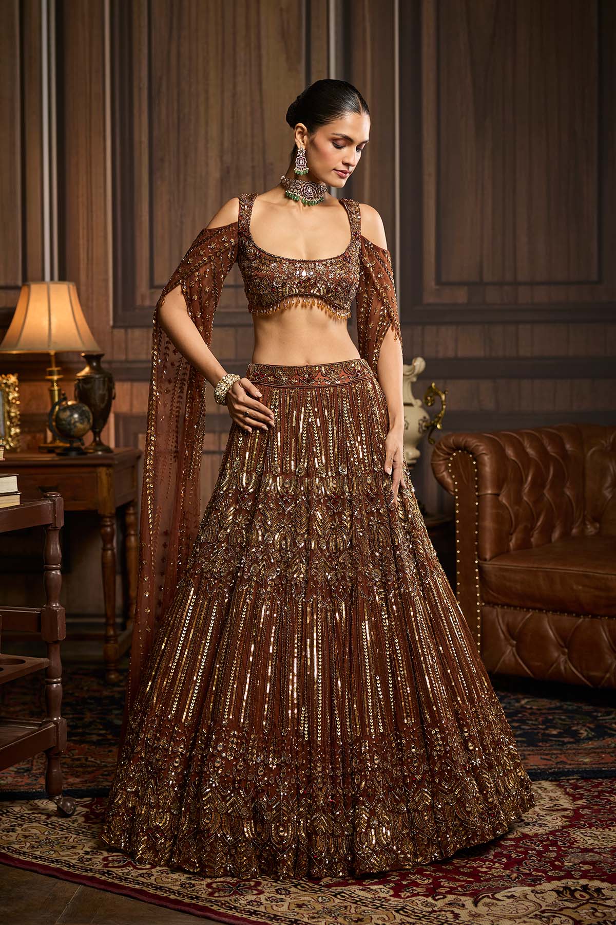 Metallic Gold Embellished Lehenga Set