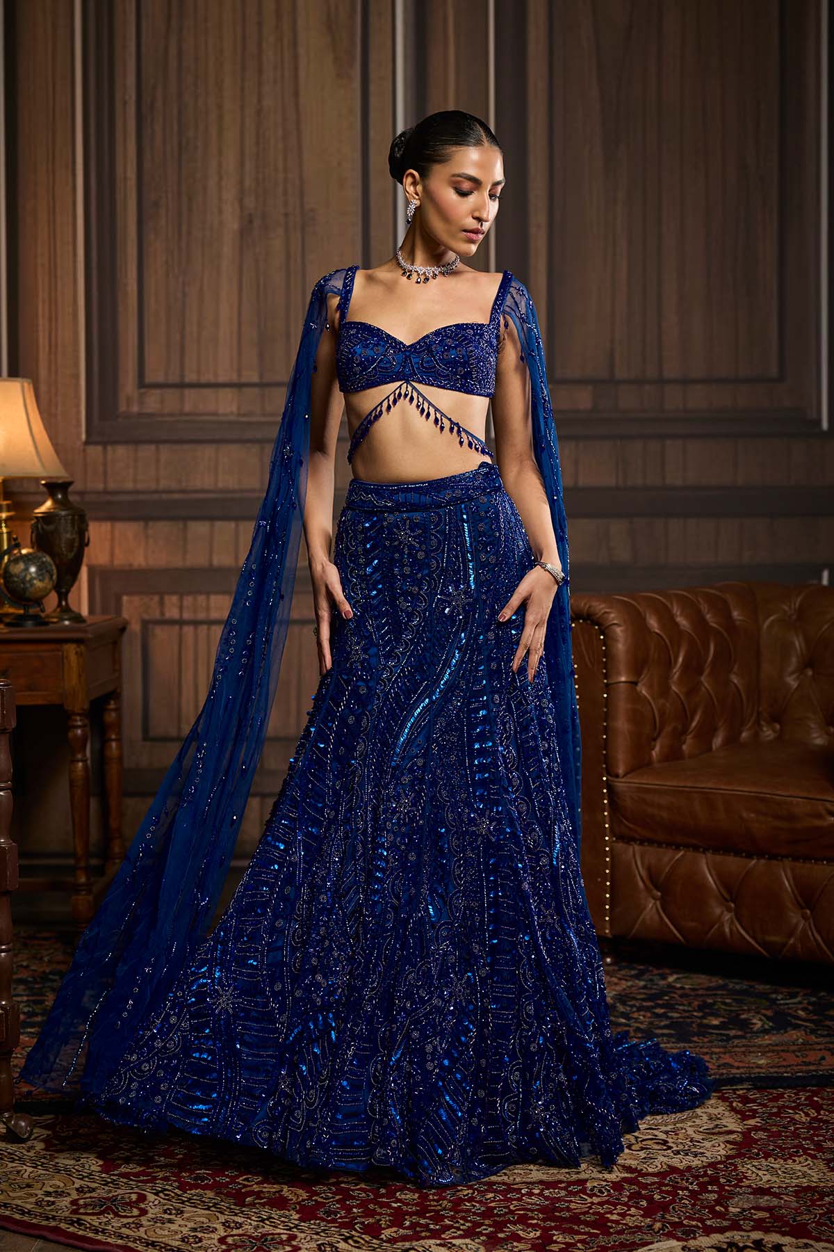 Electric Blue Trail Mermaid Skirt Set