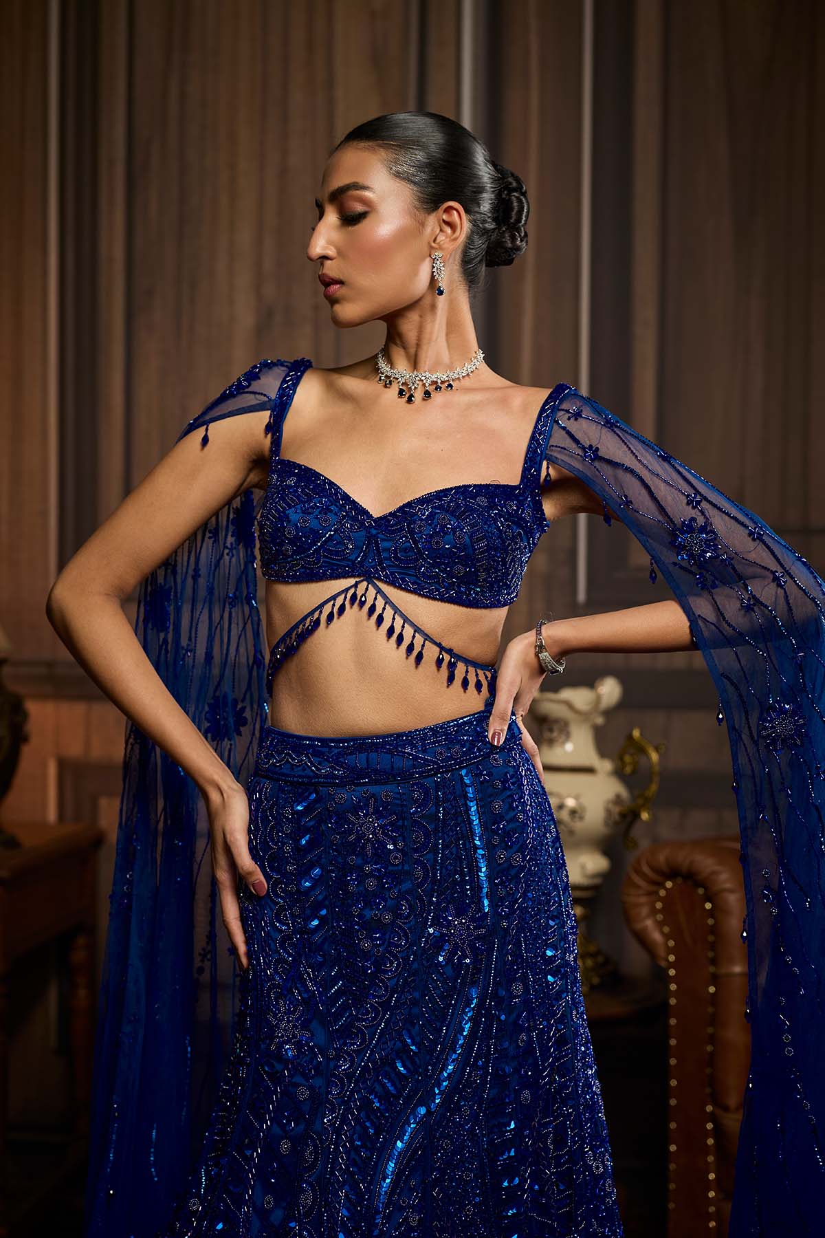 Electric Blue Trail Mermaid Skirt Set