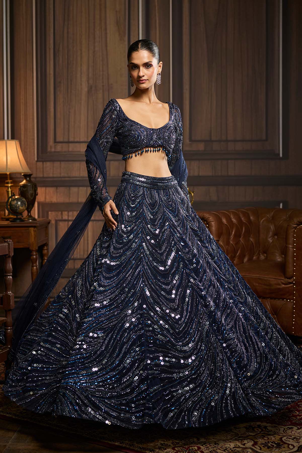 Midnight Blue Embellished Lehenga Set