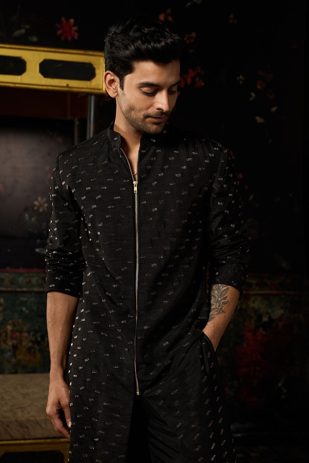 Black Embroidered Jacket & Pants