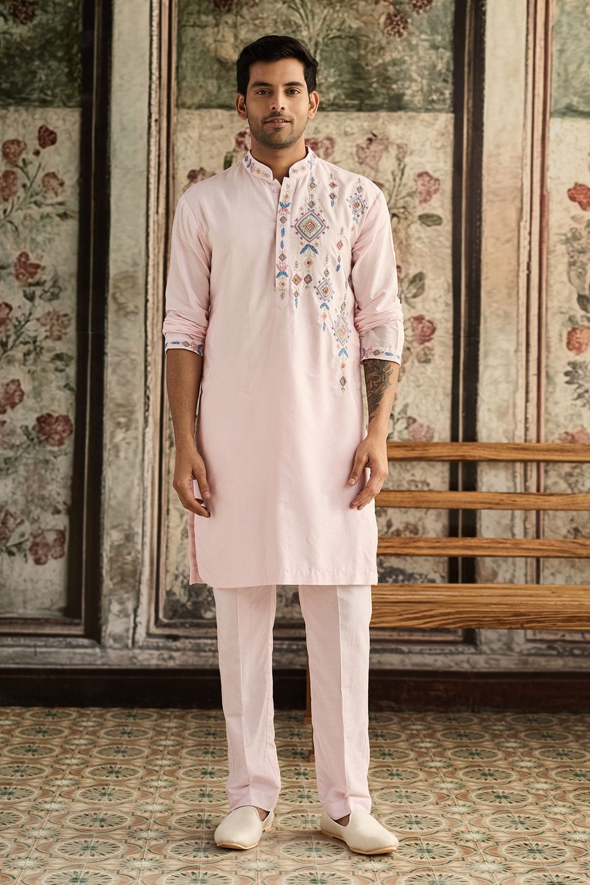 Blush Pink Embroidered Kurta & Pants