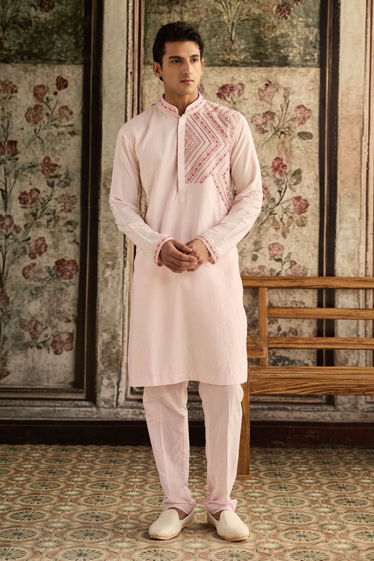 Blush Pink Embroidered Kurta & Pants