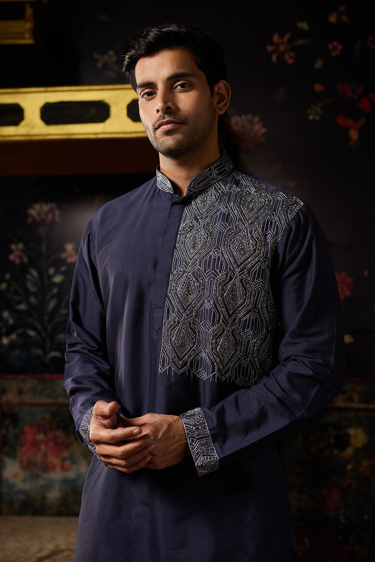 Blue Embroidered Kurta & Pants