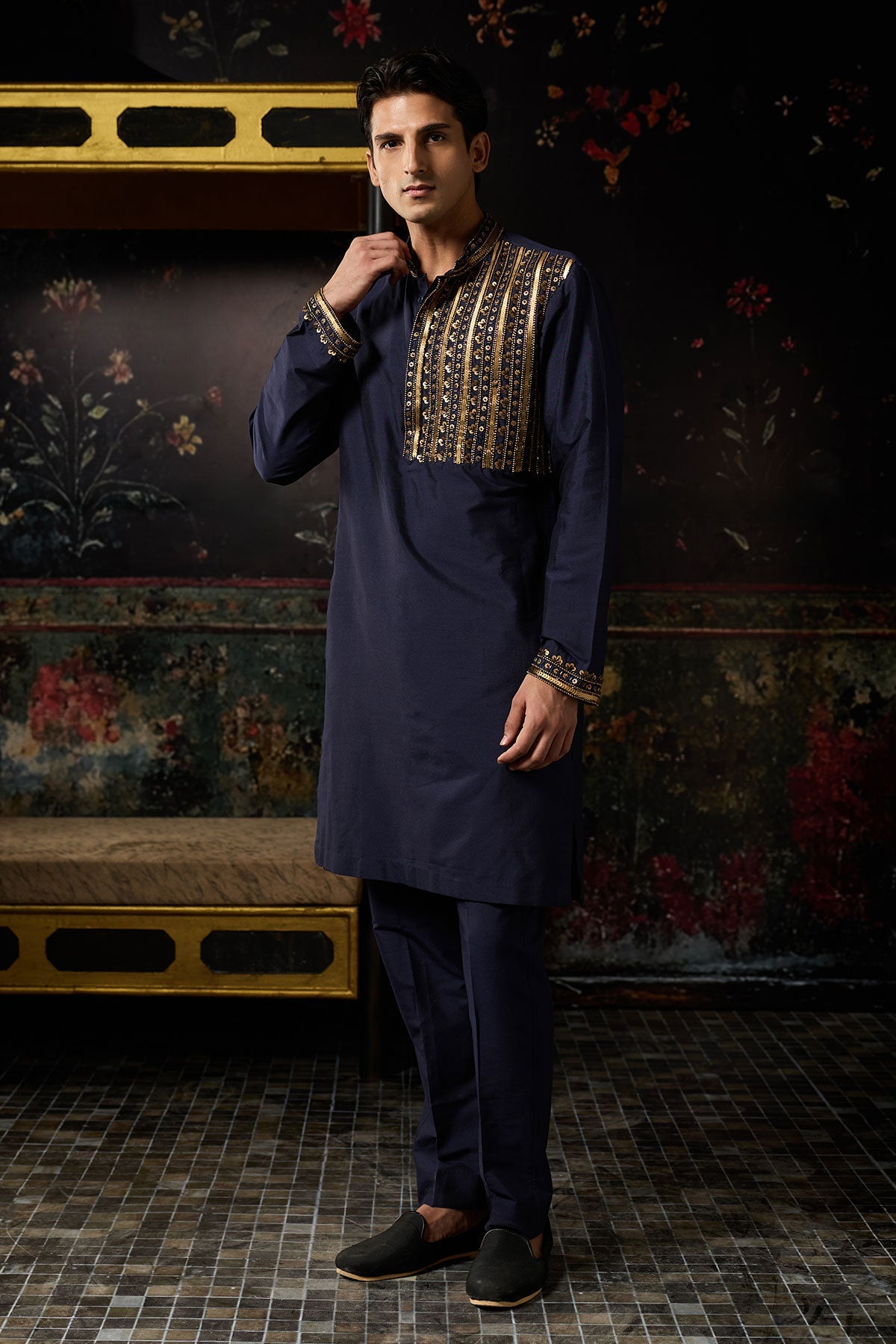 Blue Embrodiered Kurta & Pants