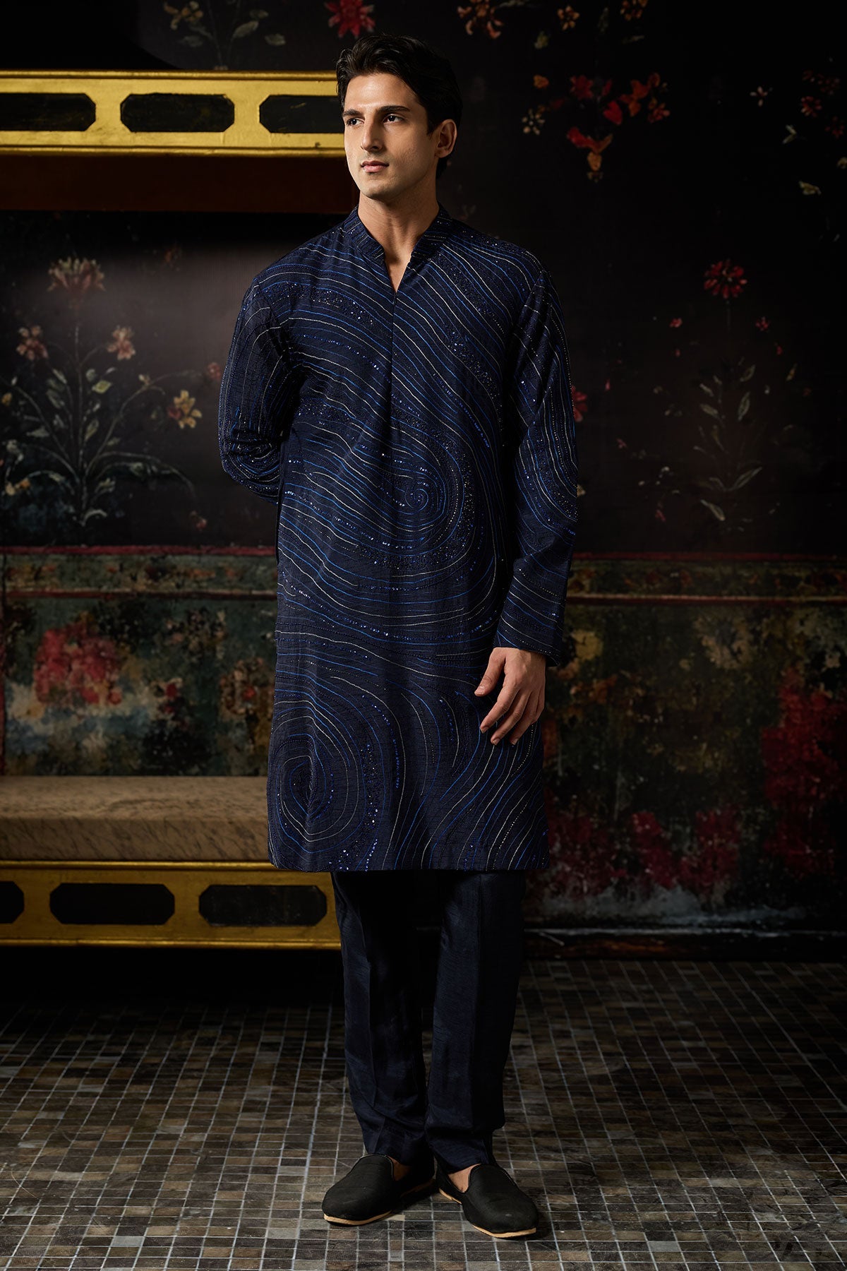 Blue Embroidered Kurta With Pants