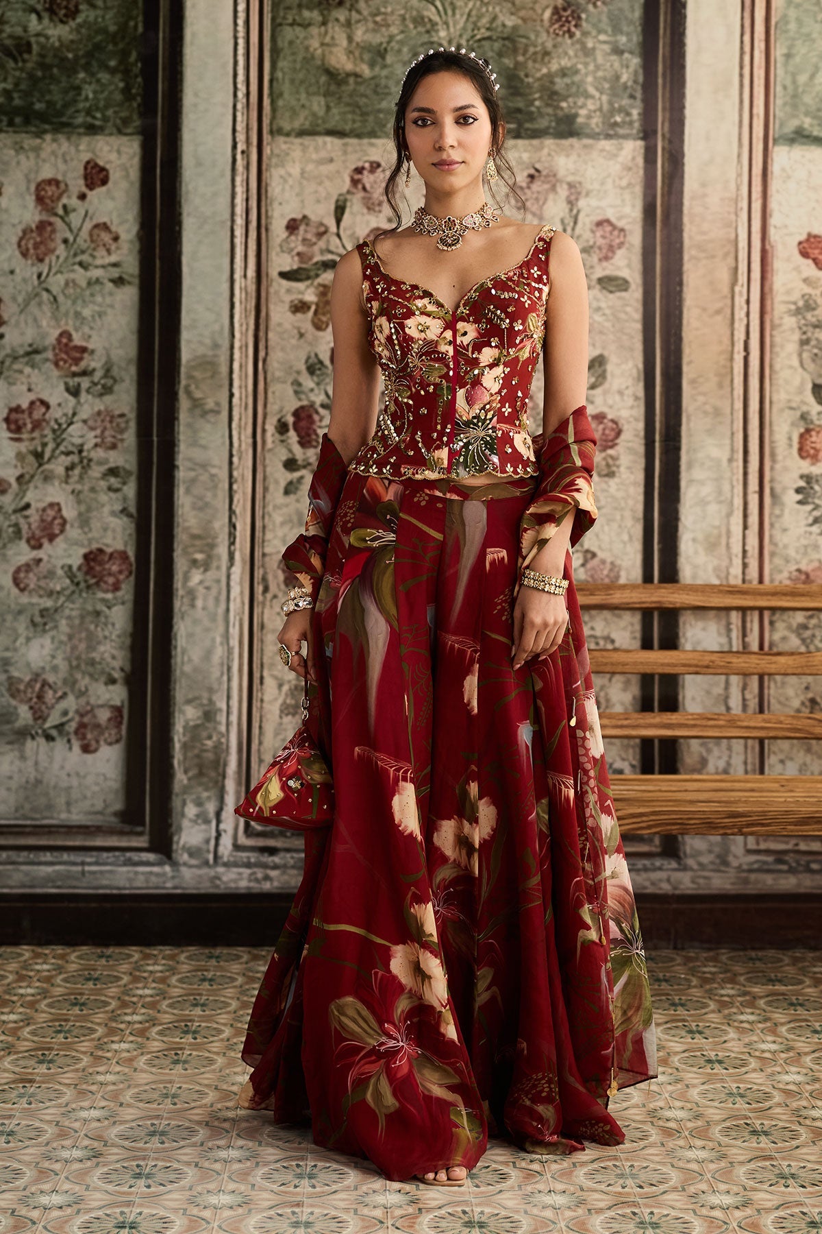 Red Floral Printed Co-Ord Set