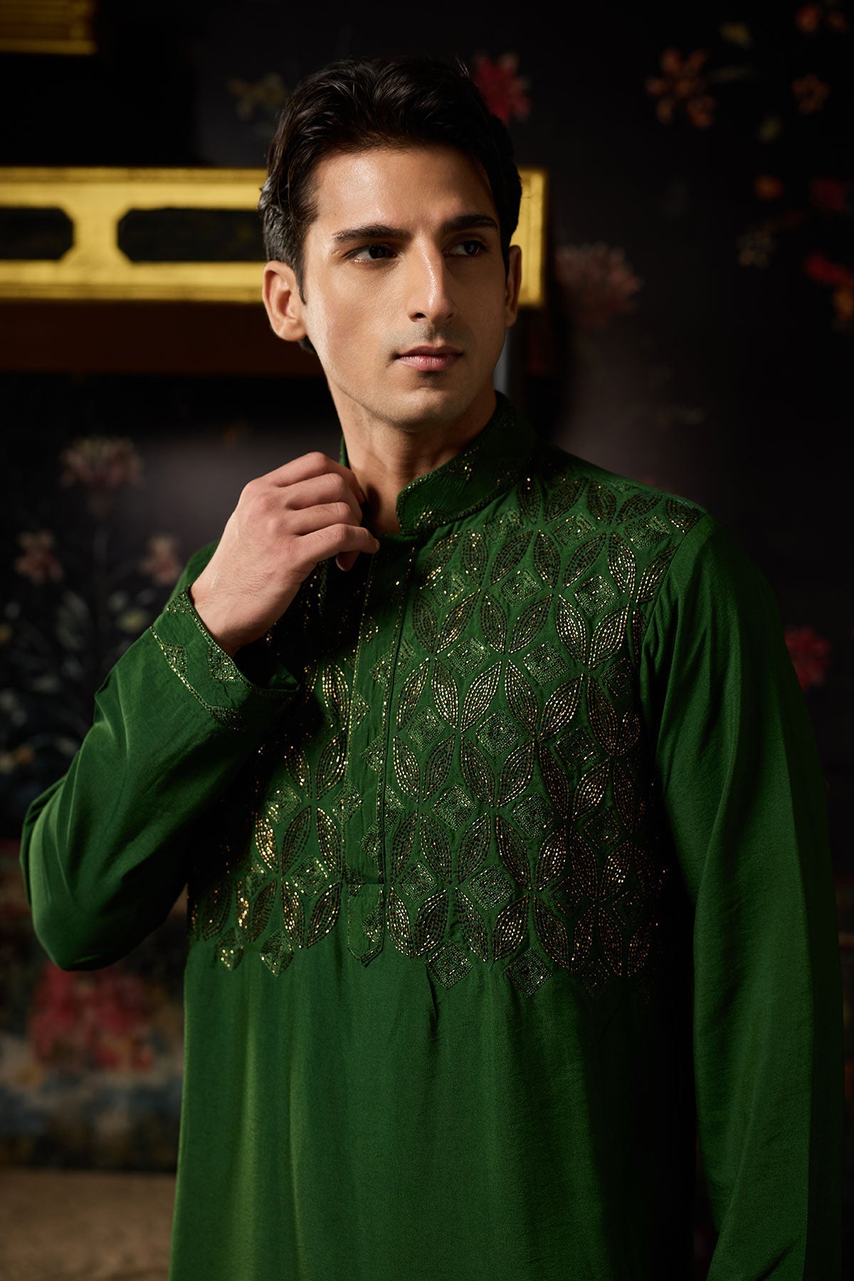 Green Embroidered Kurta & Pants