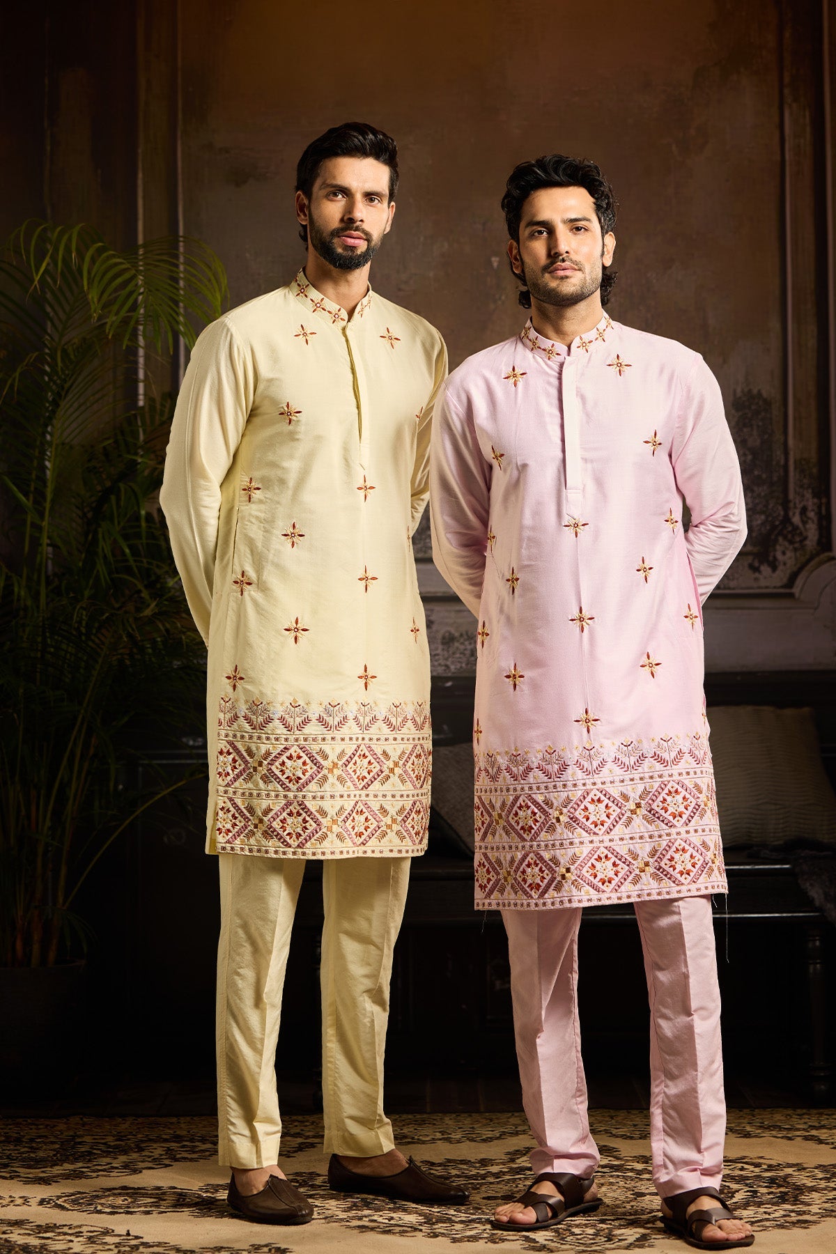 PASTEL YELLOW TRIBLE EMBROIDERED KURTA PAIRED WITH PASTEL YELLOW PANTS