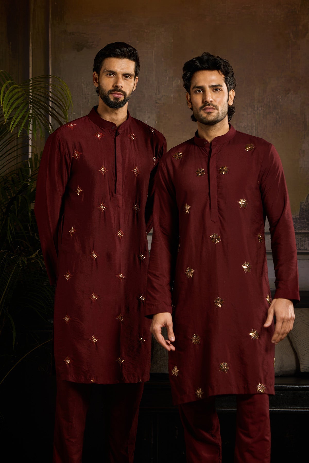 MAROON FLORAL BUTTA KURTA PAIRED WITH MAROON PANTS