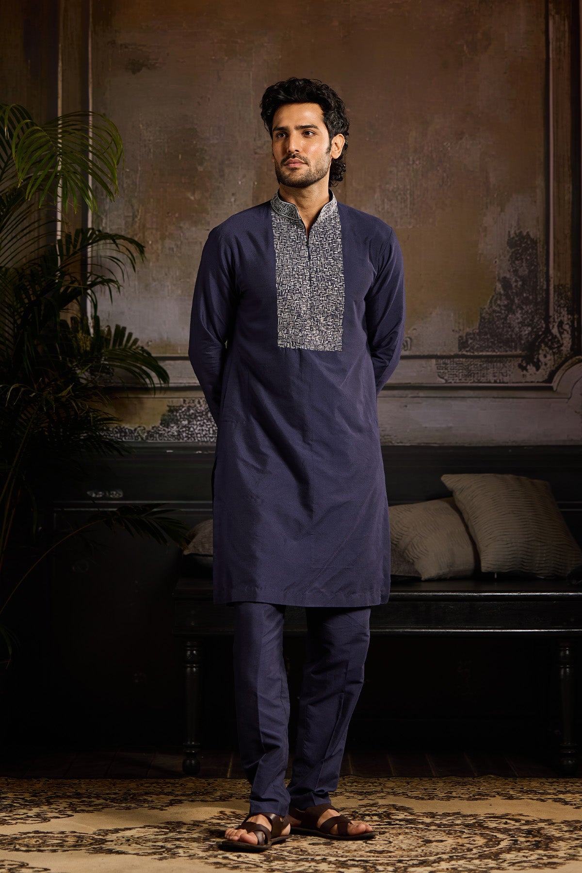 DARK BLUE KURTA PAIRED WITH DARK BLUE KURTA