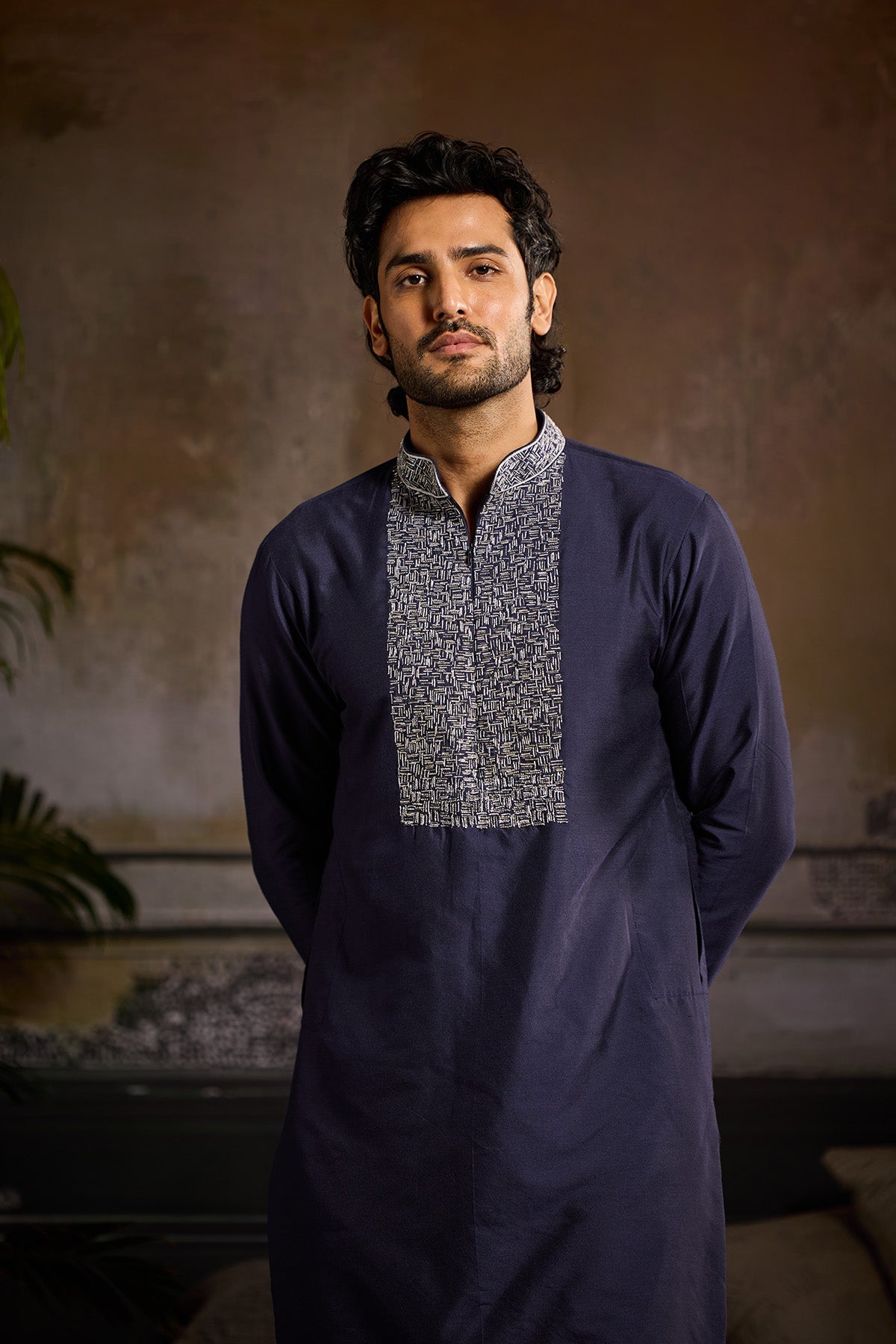 DARK BLUE KURTA PAIRED WITH DARK BLUE KURTA