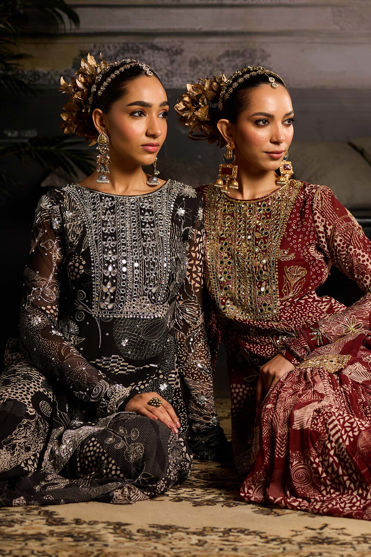 Hanna Khan in Maroon Print and Highlighted Kurti Set