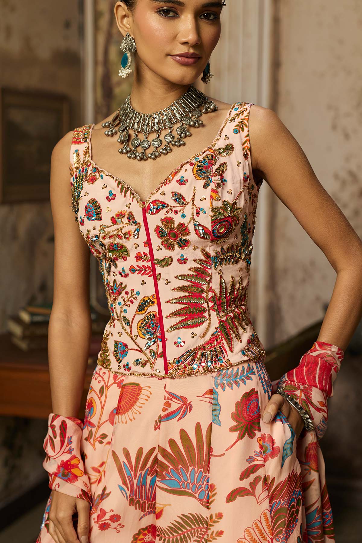 BLUSH PINK PRINTED AND HIGHLIGHTED CO-ORD SET