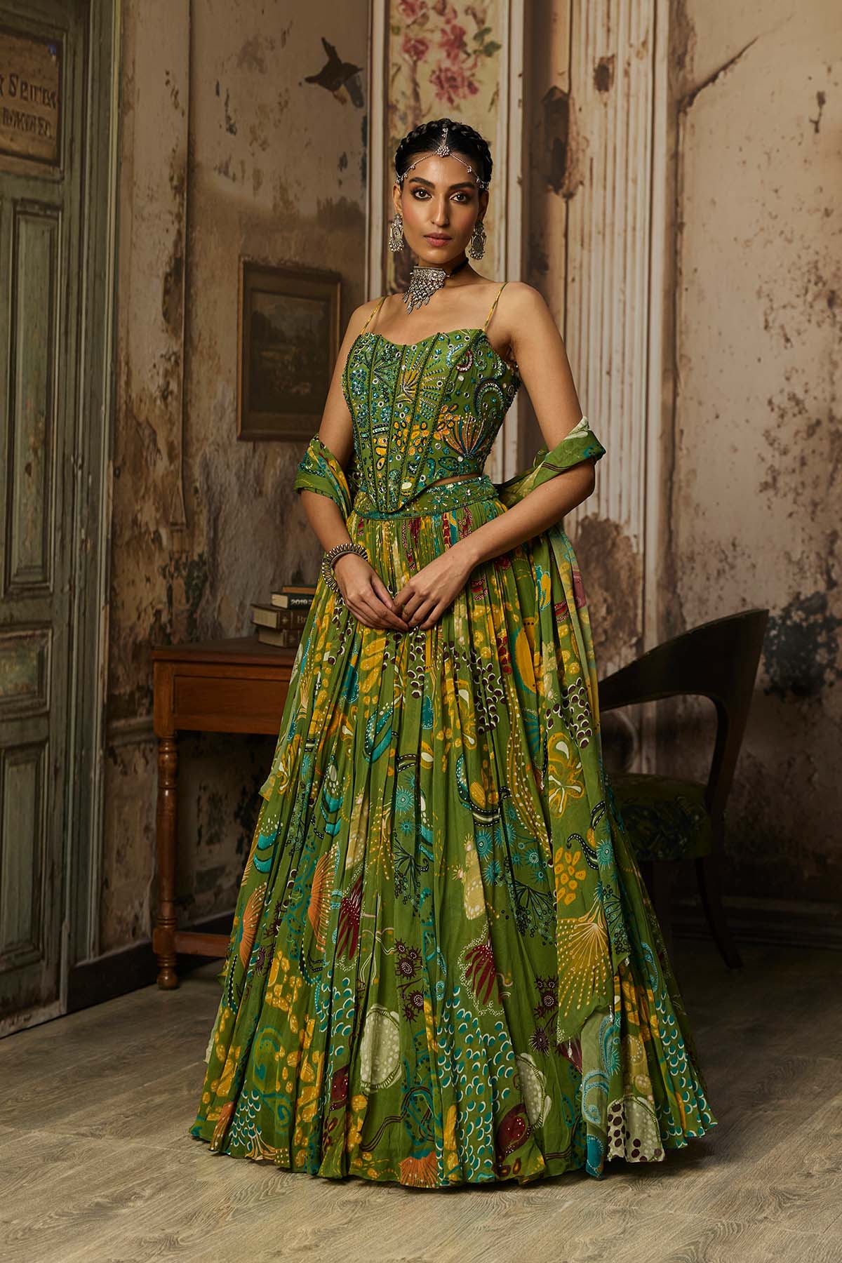 pear green color dress Olive Eyelet Delaney Dress main image 1