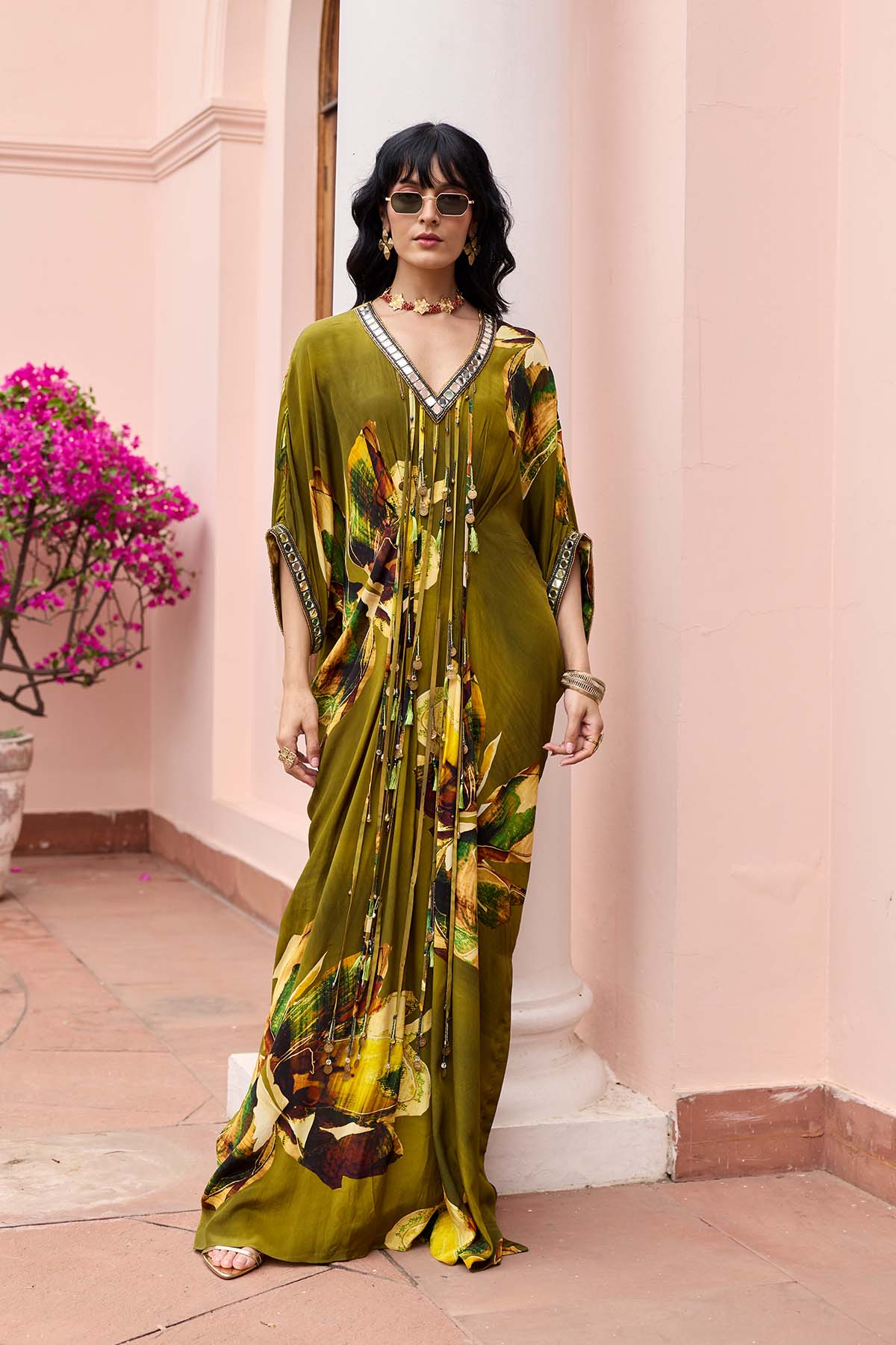 Matcha Green Floral Kaftan