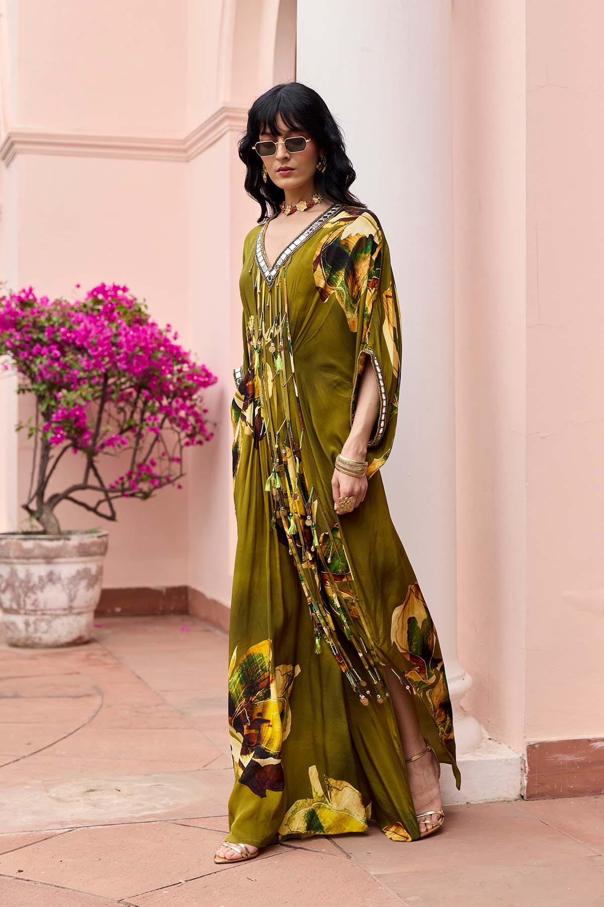 Matcha Green Floral Kaftan