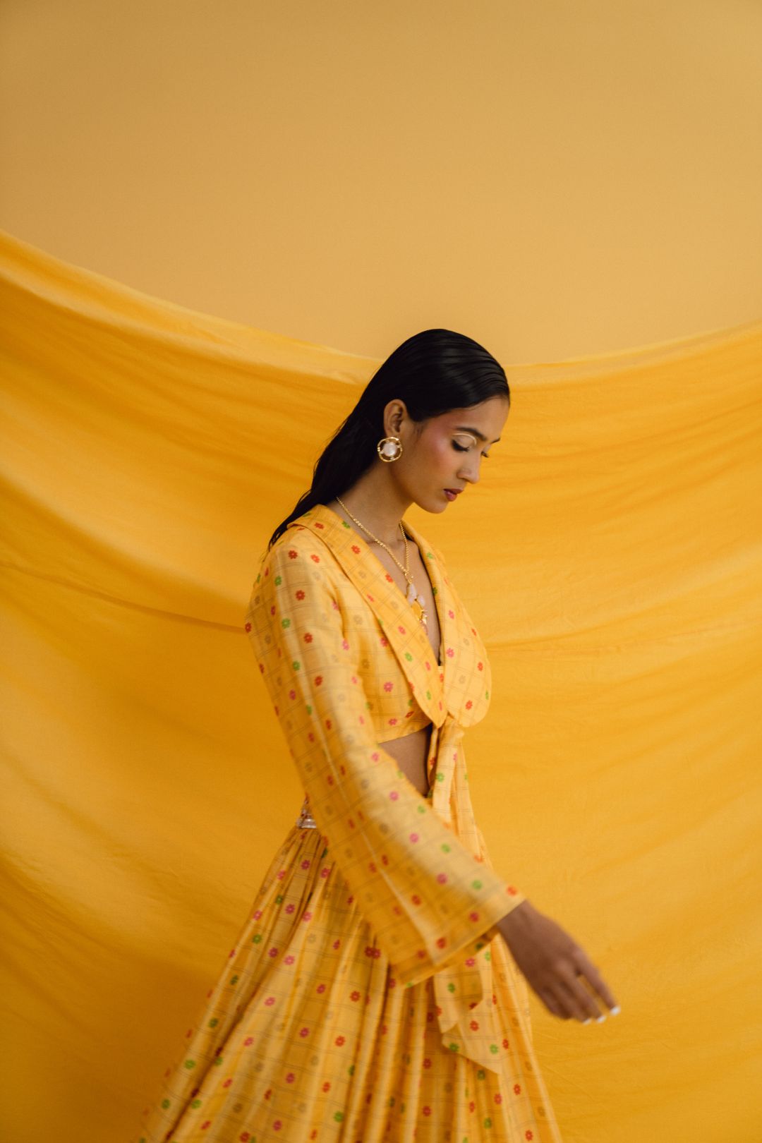 Amber Printed Yellow Lehenga Set
