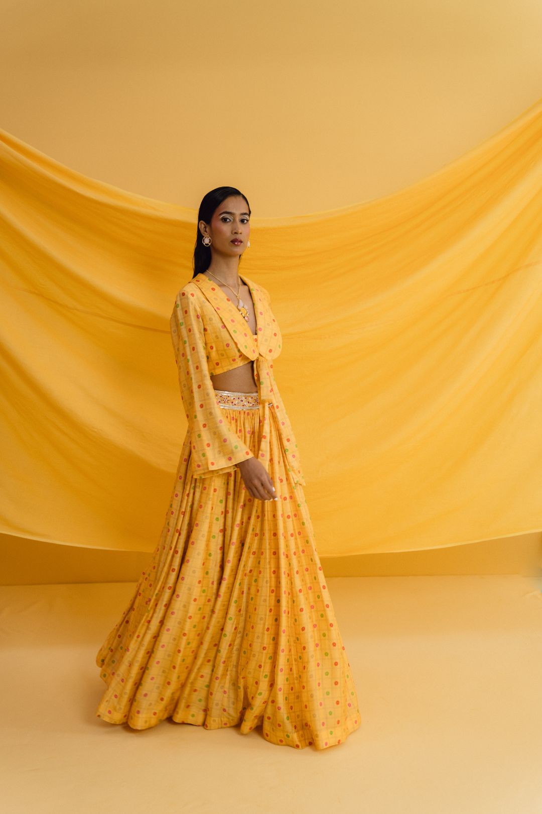 Amber Printed Yellow Lehenga Set