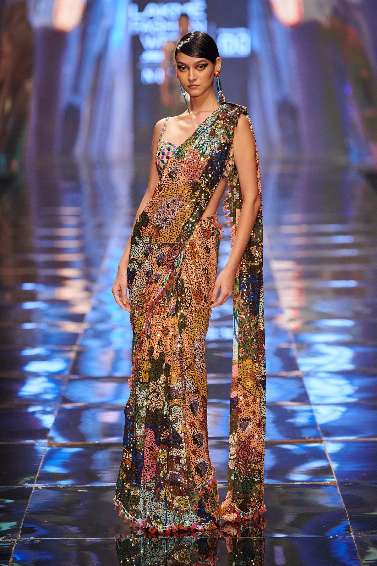 Jully Patel In Rosello - Multicoloured Sequin Saree- Ready to Ship