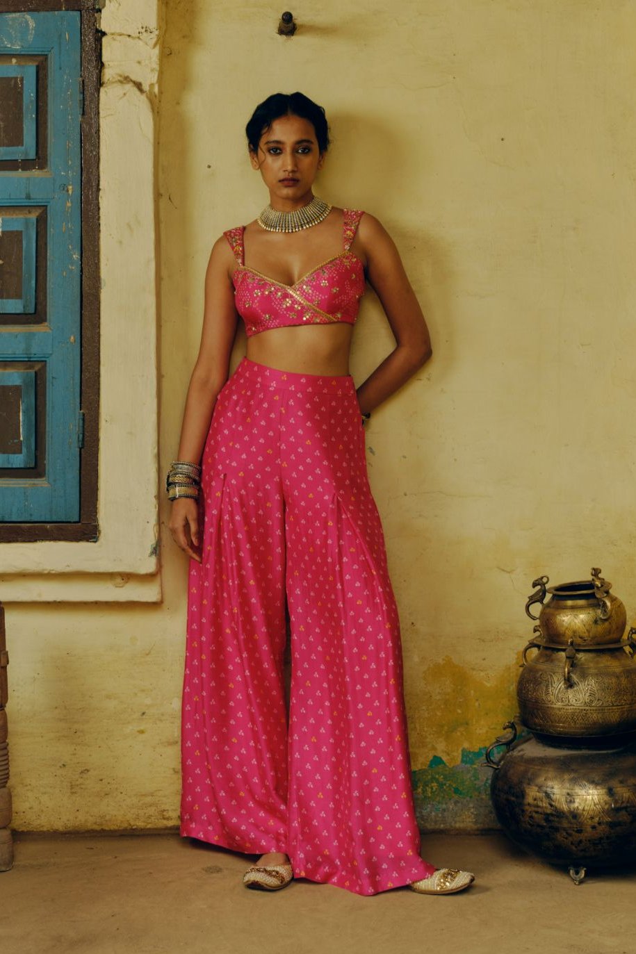 Rani pink crop top + pants