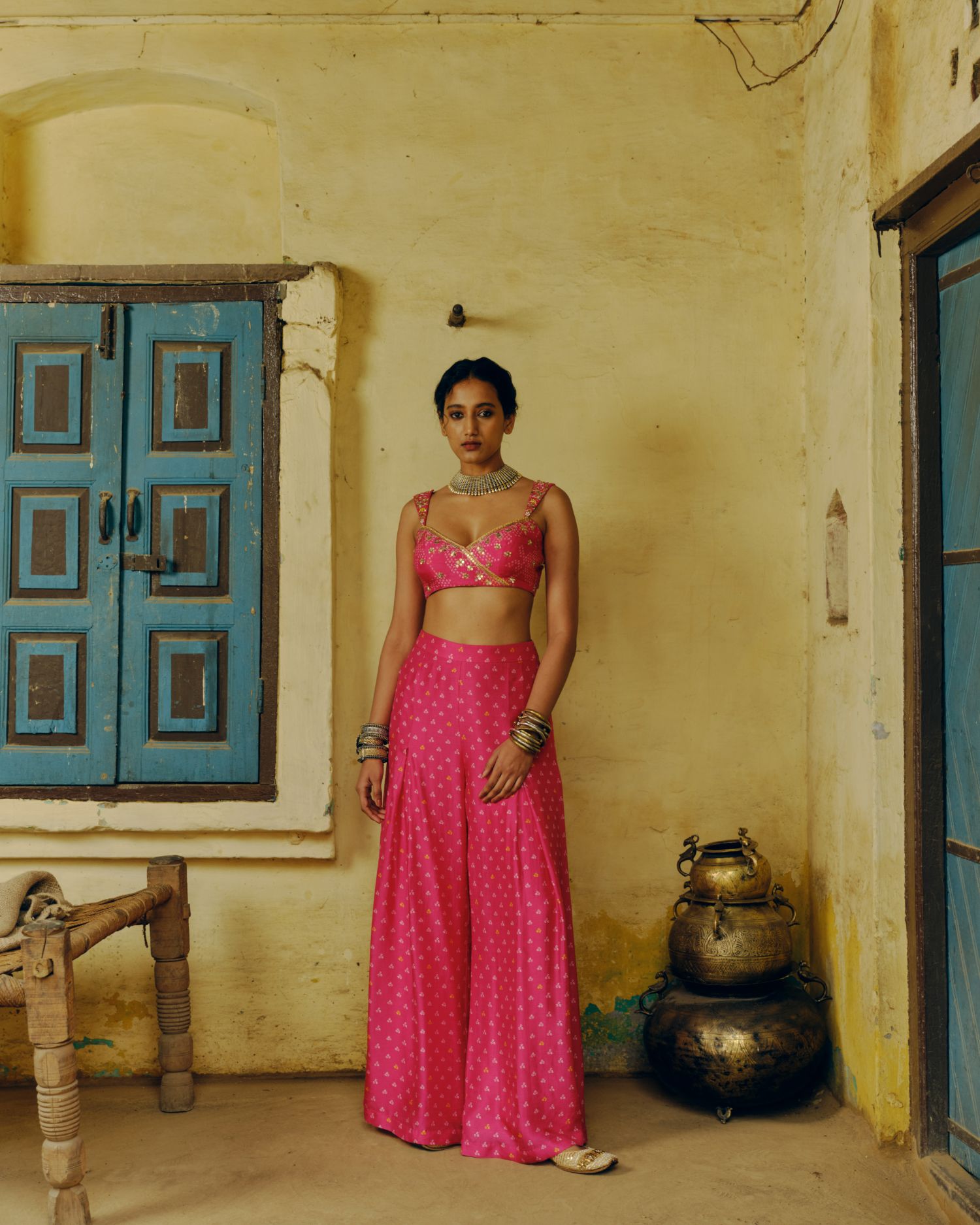 Rani pink crop top + pants