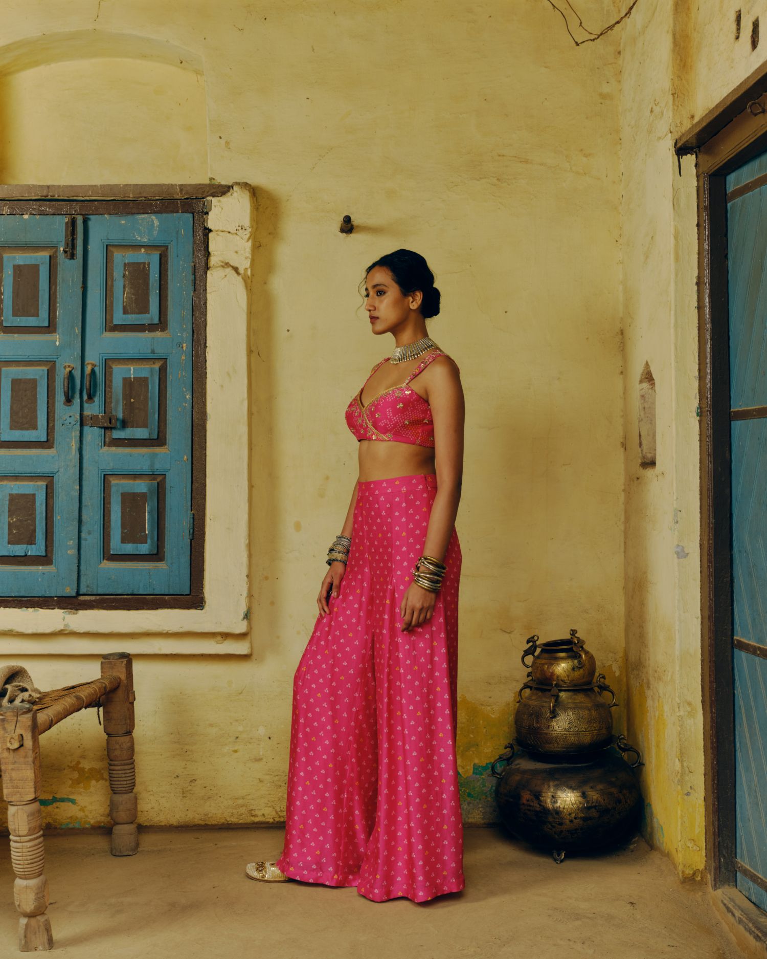 Rani pink crop top + pants