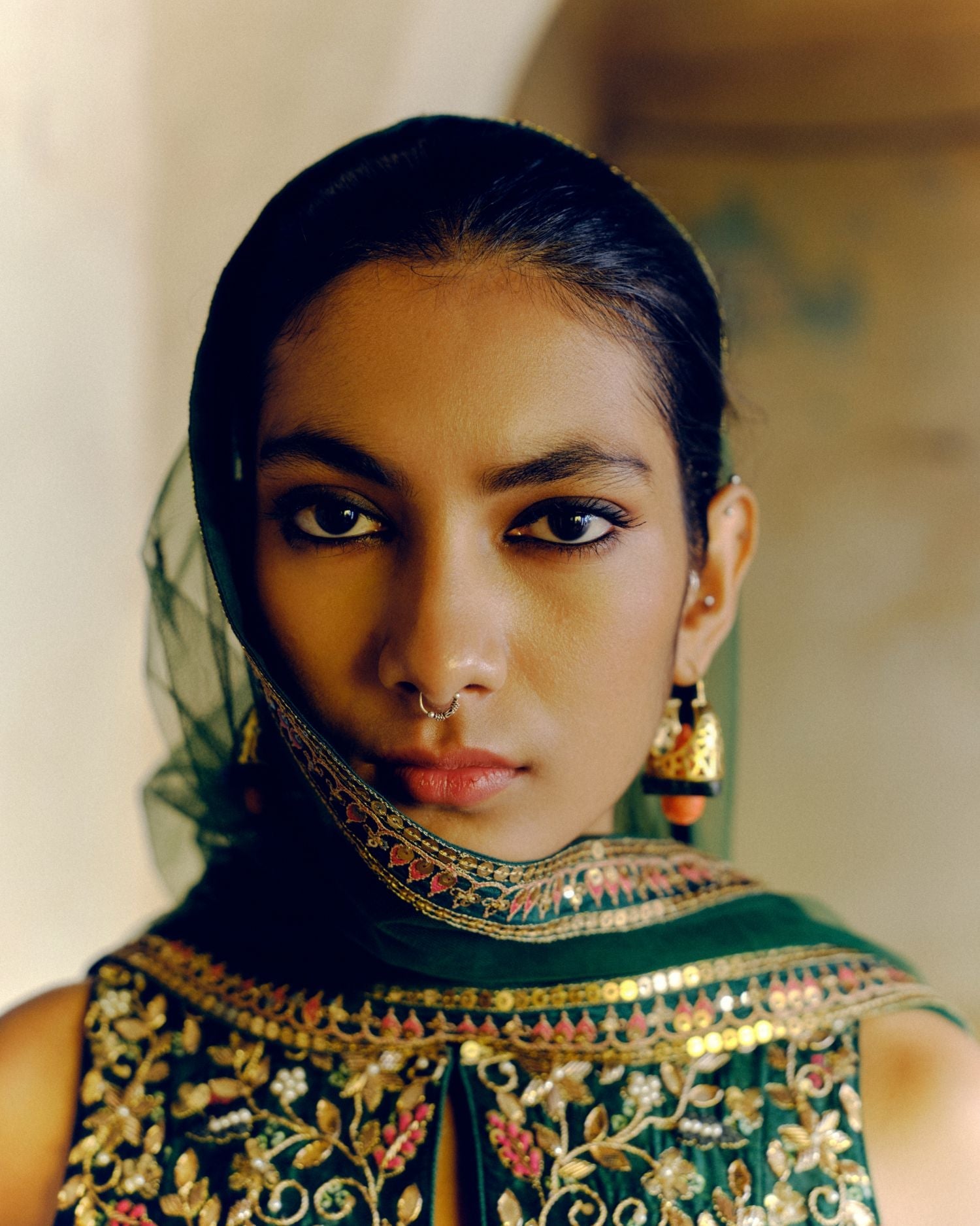 Emerald green lehenga set