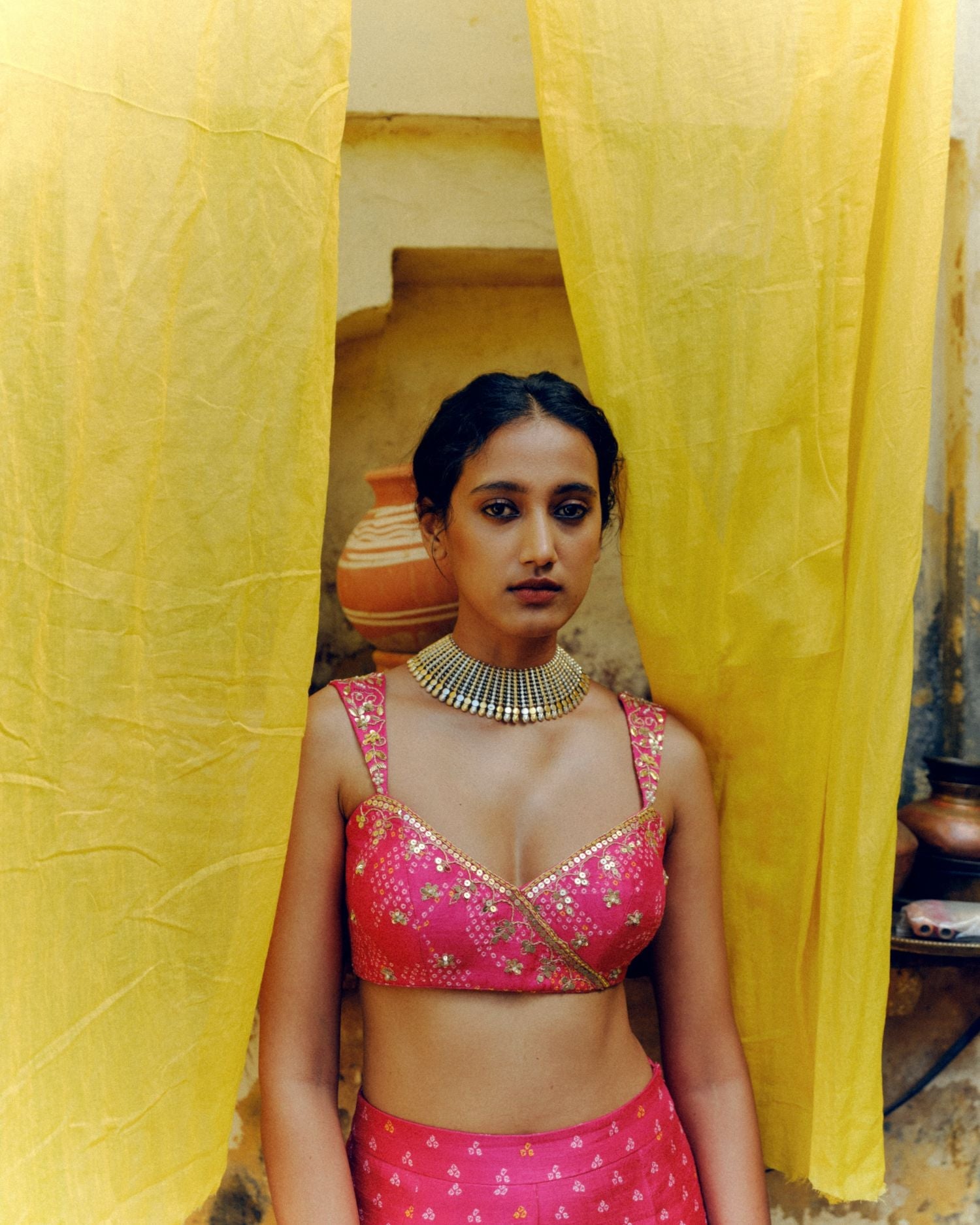 Rani pink crop top + pants