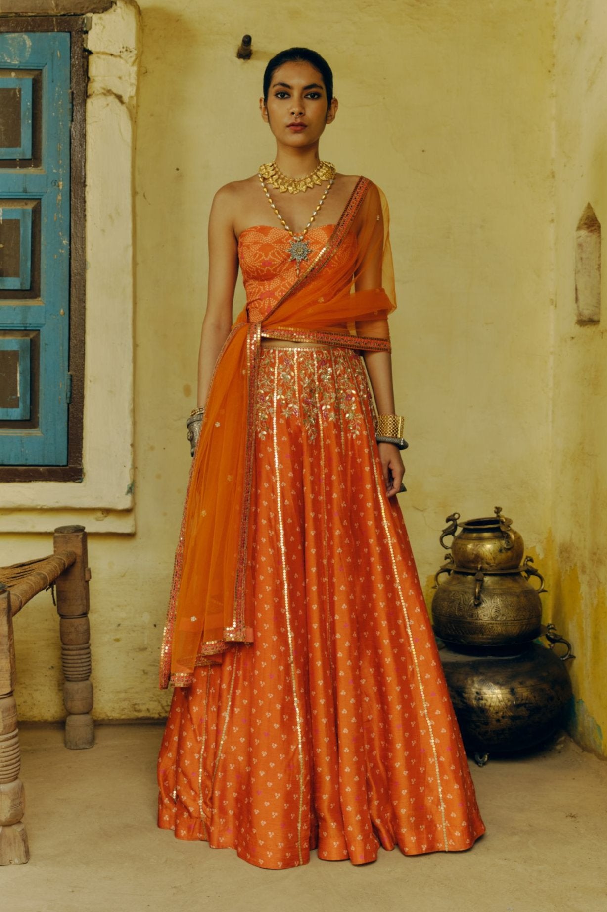 Rust lehenga set