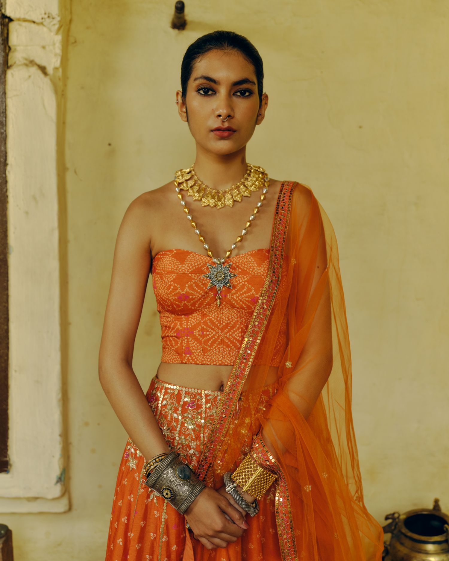 Rust lehenga set