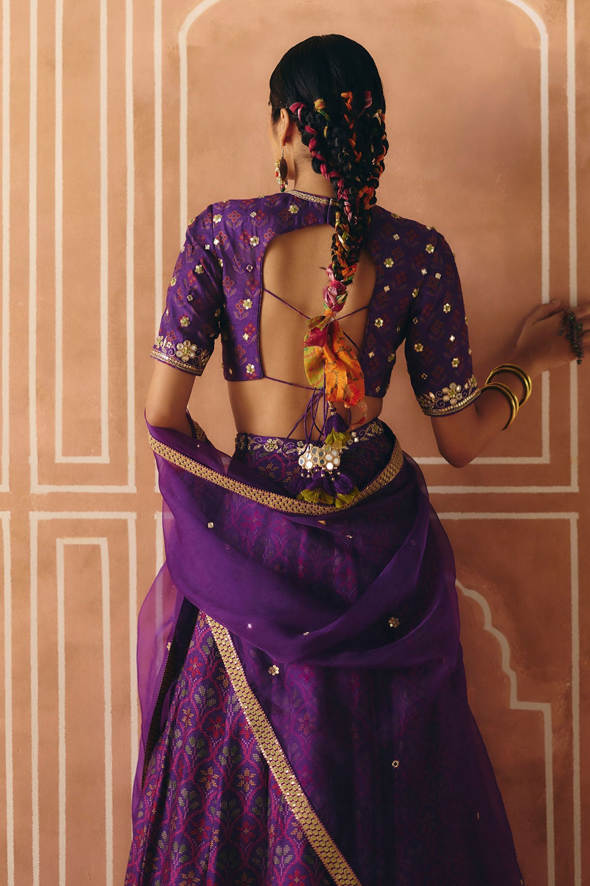 Imperial Violet panel lehenga