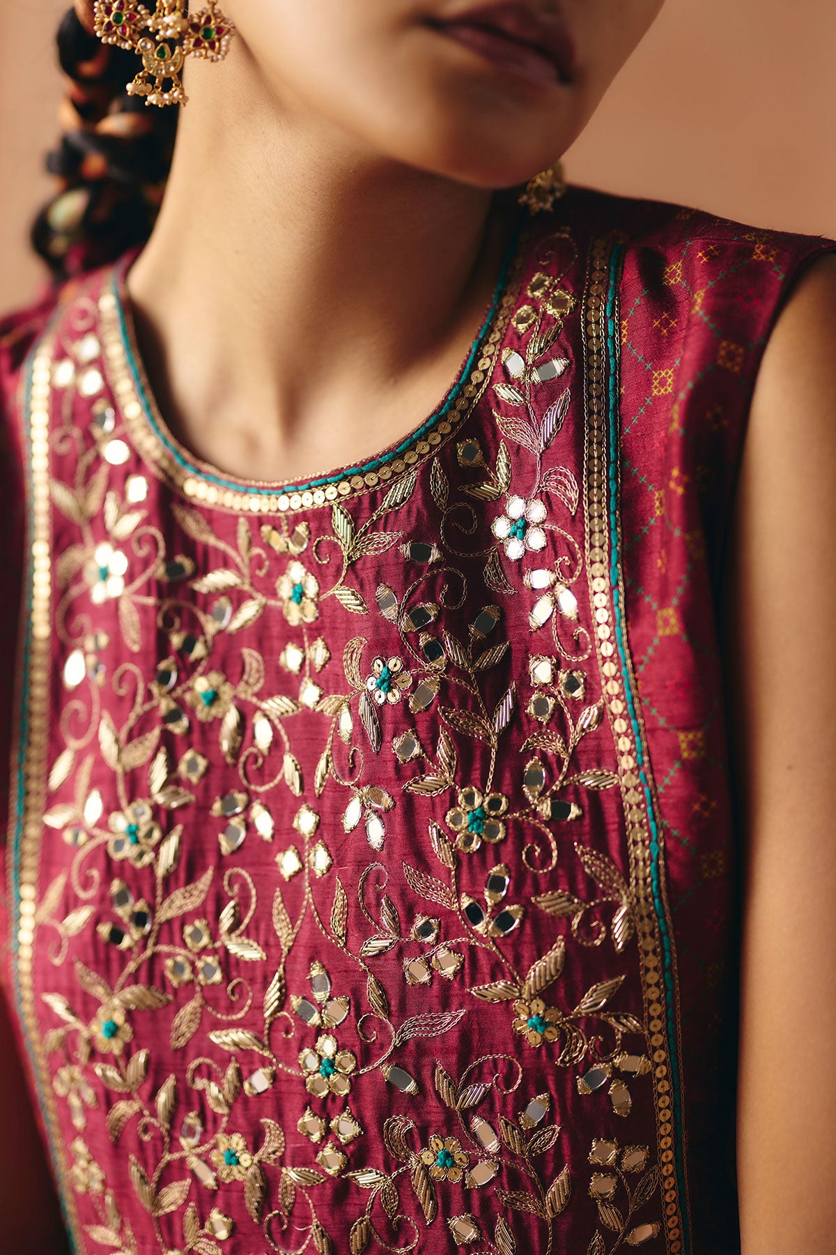 Berry plum cropped lehenga