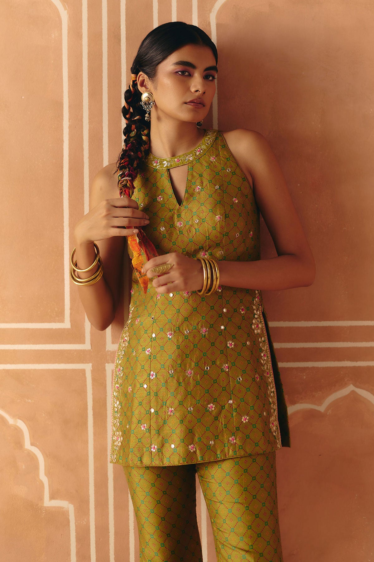 Parrot green tunic set