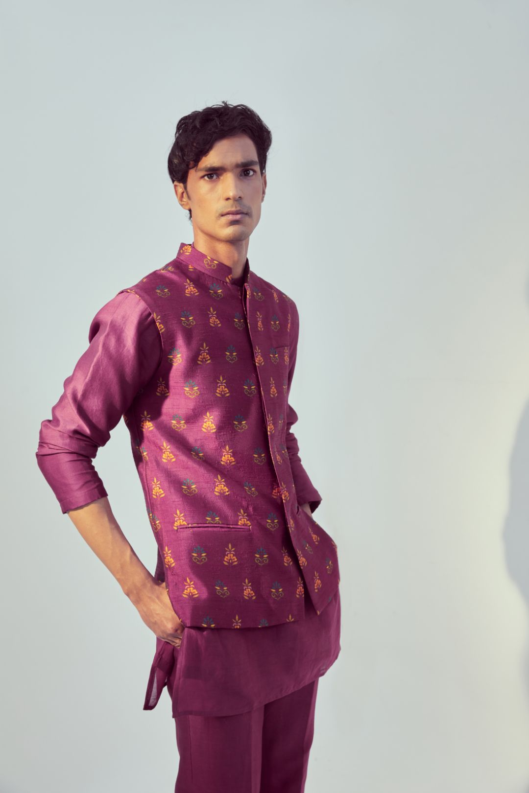 Magenta Kurta Bandi Set