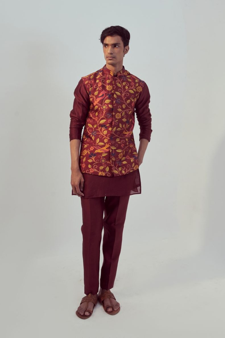 Maroon Kurta Bandi Set