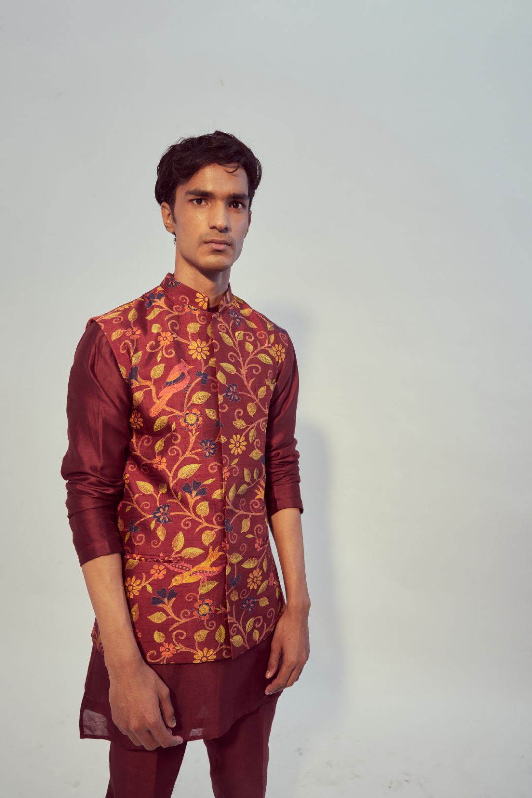 Maroon Kurta Bandi Set