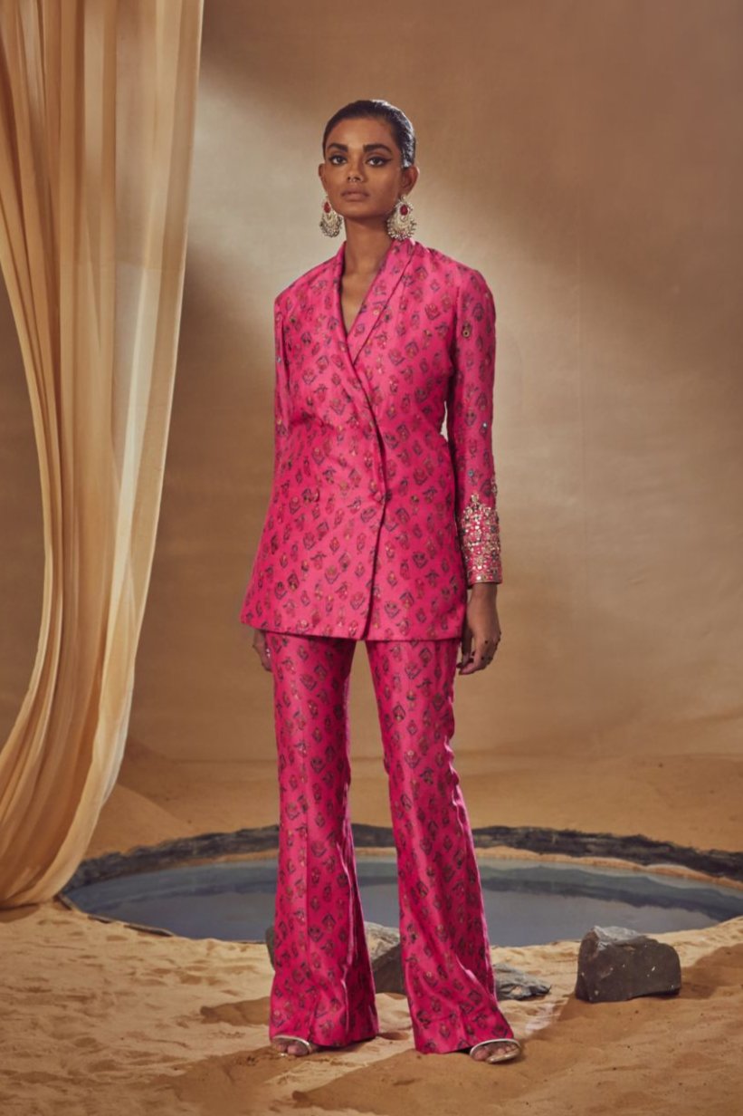 Fuchsia Jacket Tunic Set