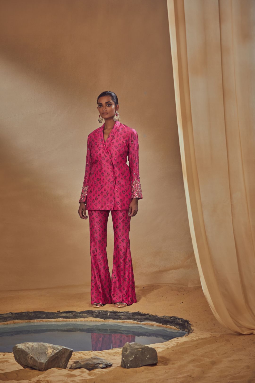 Fuchsia Jacket Tunic Set