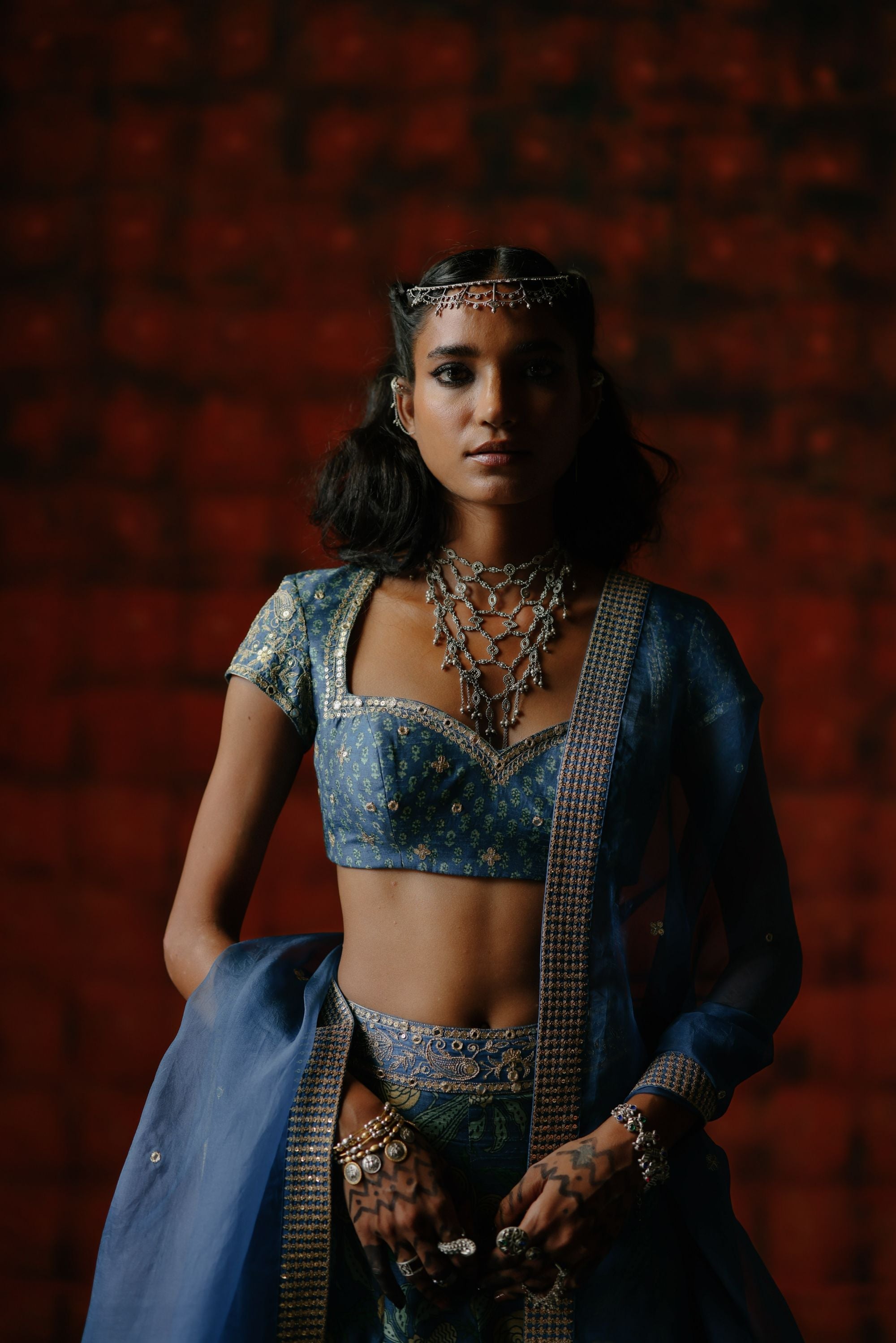 Indigo lehenga set