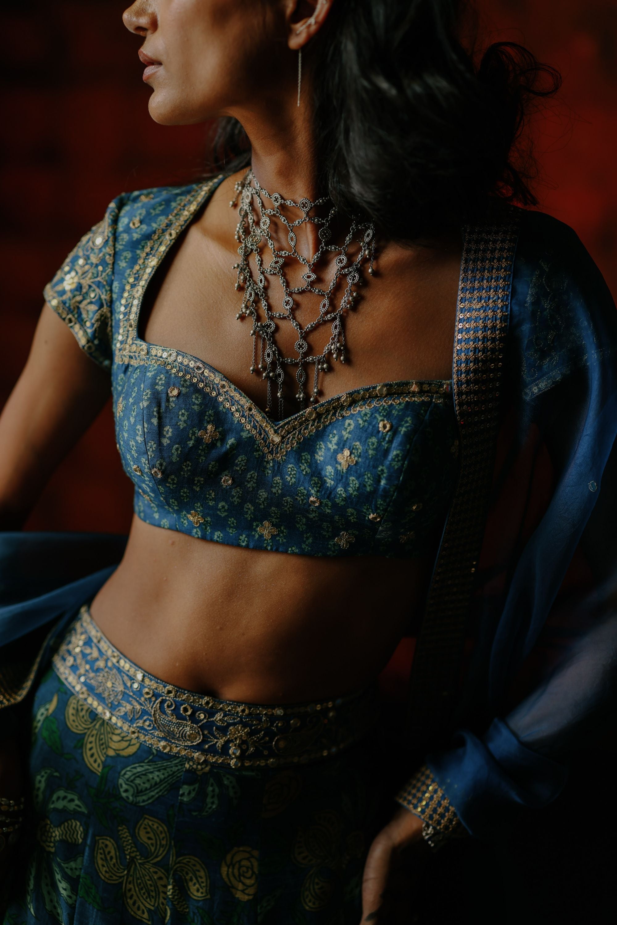 Indigo lehenga set