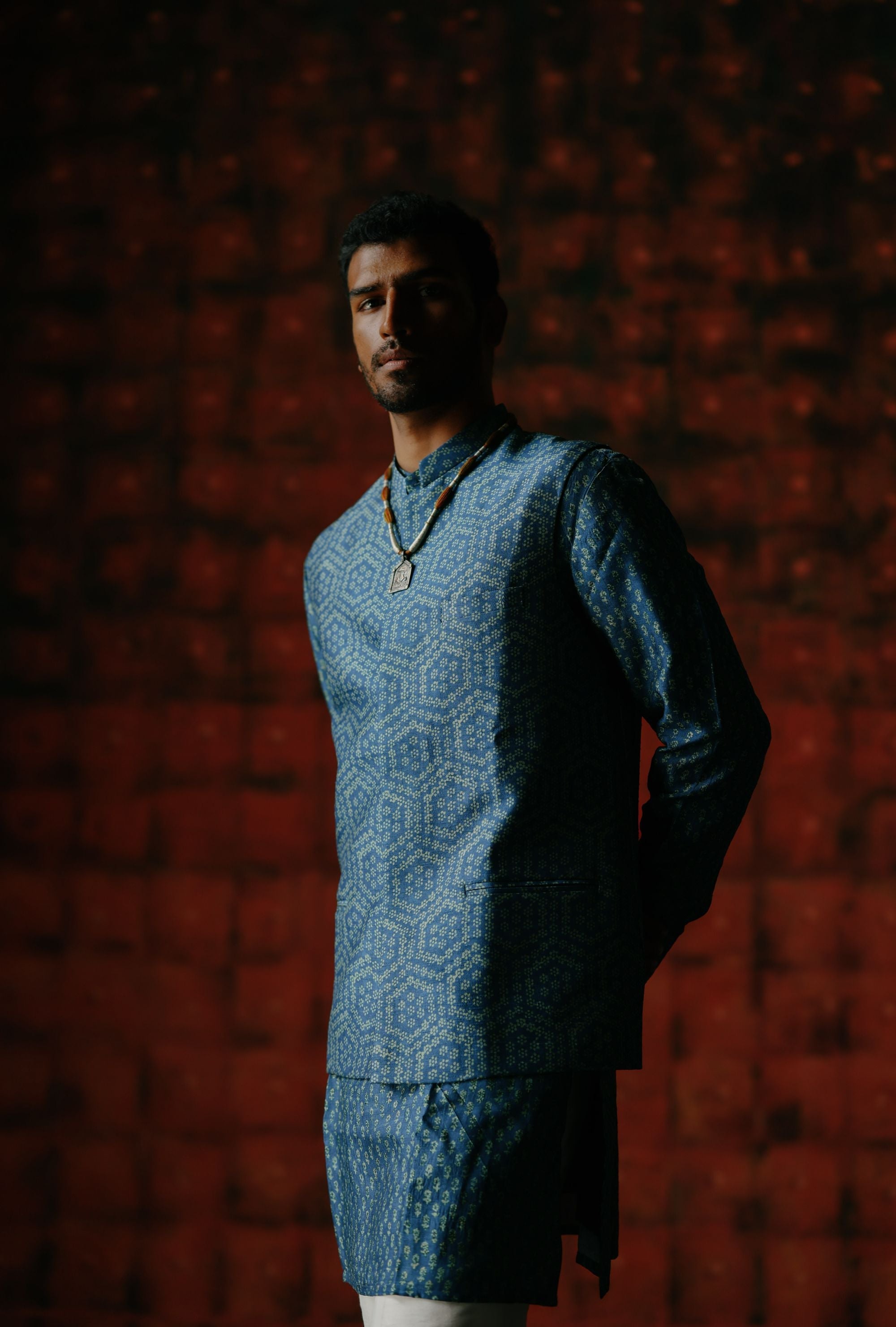 Indigo kurta bandi set