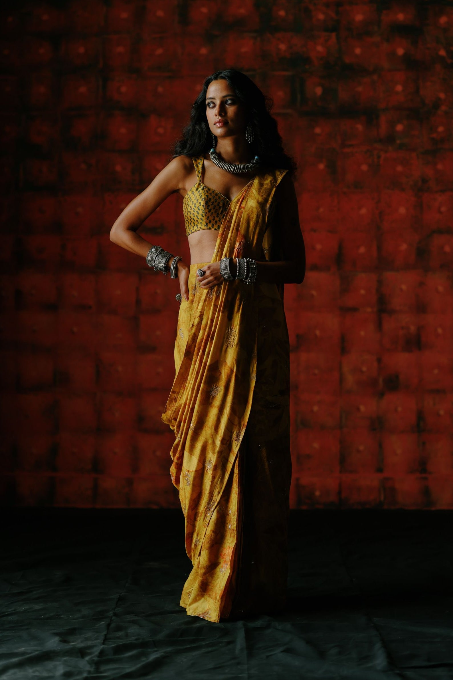 Amber Pre Draped Saree - Ready to Ship