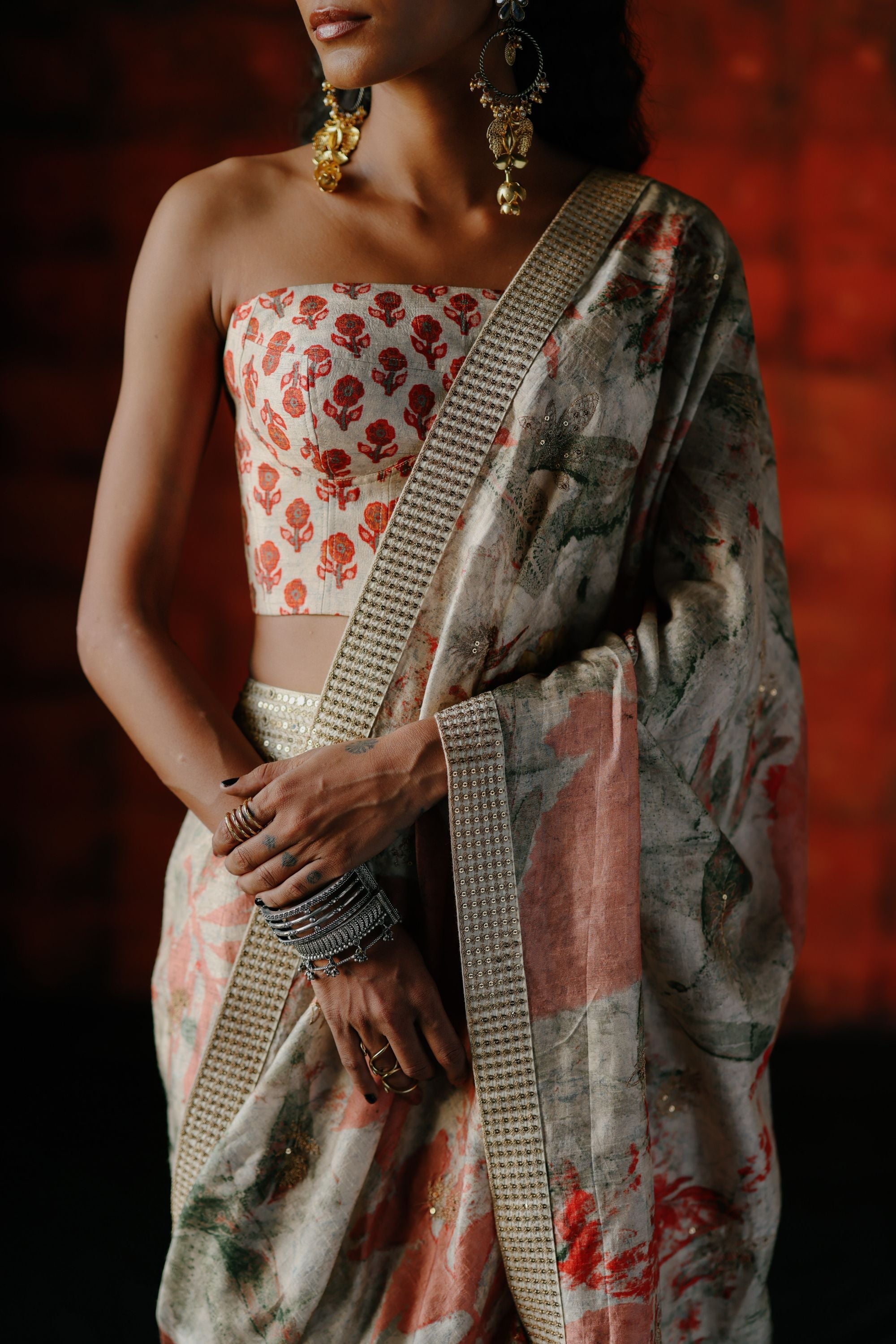 Pearl Pre Draped Saree - Ready To Ship