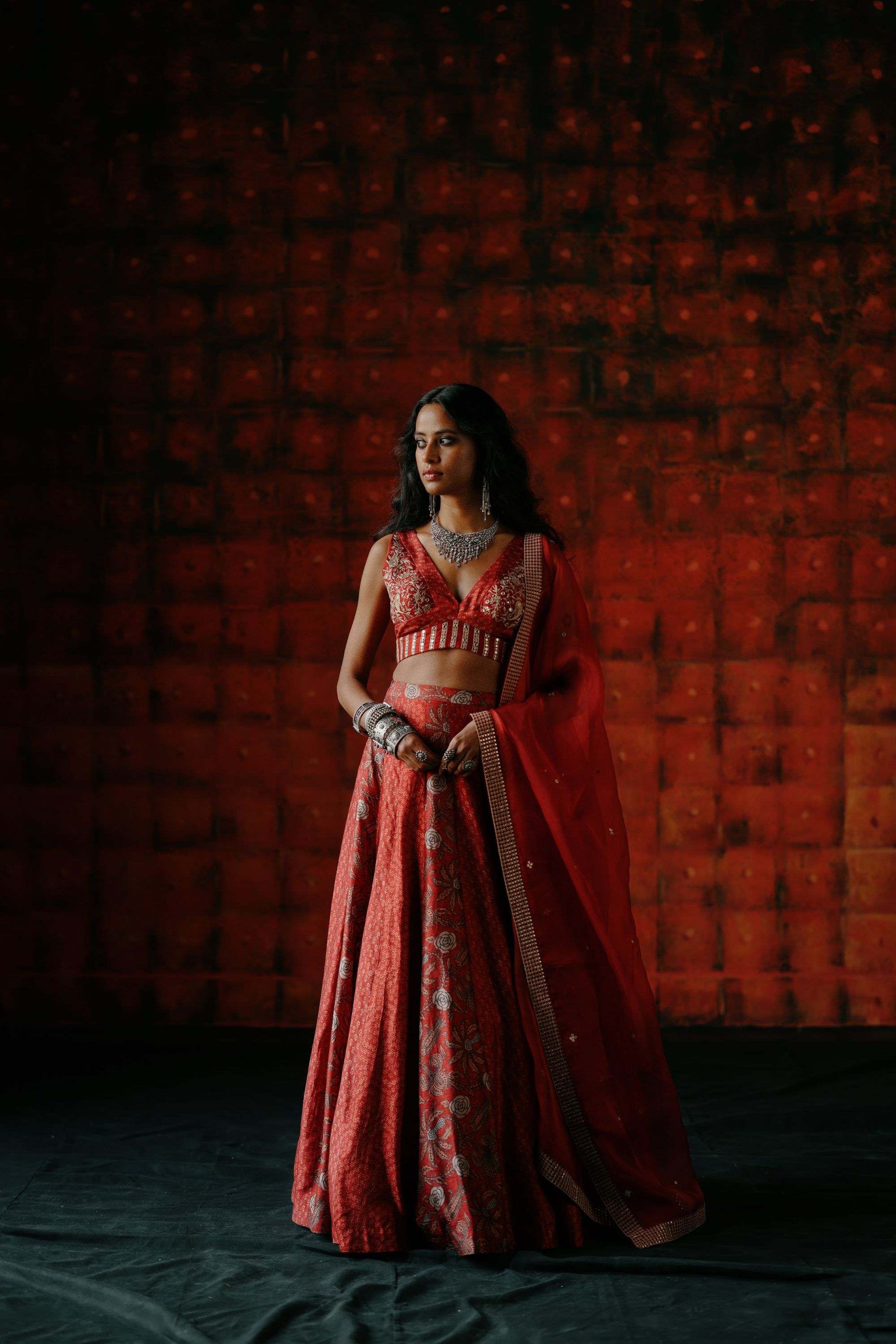 Brick red lehenga